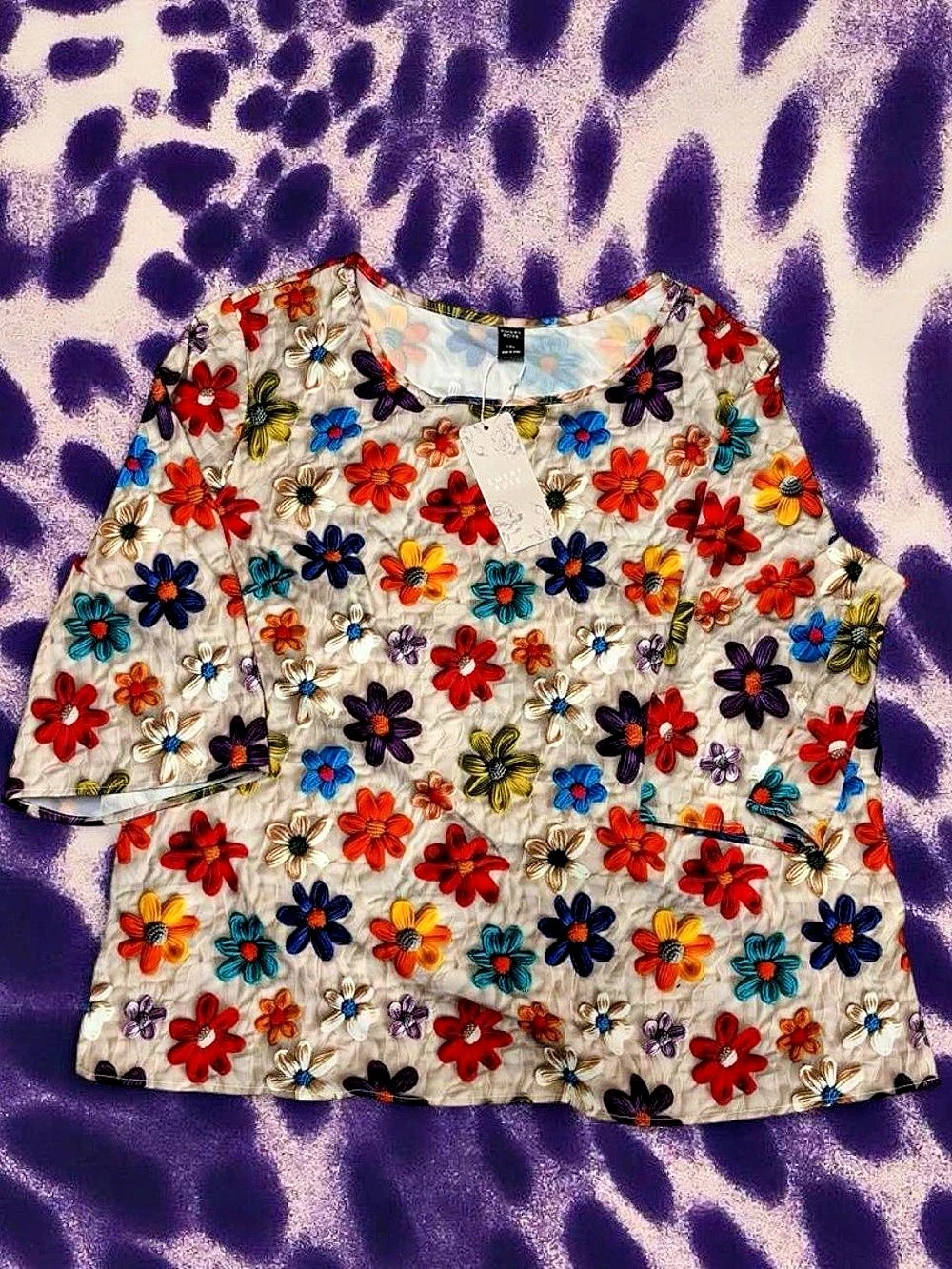 Emery Rose Floral Blouse in Multicolor Size XL NWT